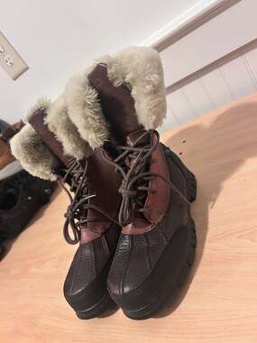 Lauren Ralph Lauren Quinta Leather Shearling Duck Boots Size 8.5B